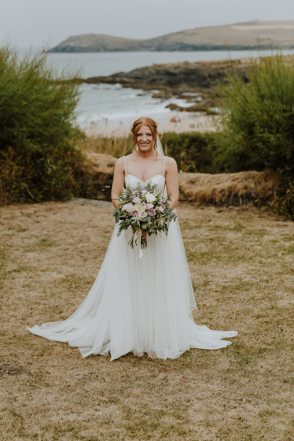Bride Bridal Dress Gown Straps Train Tulle Veil Bre Pen Farm Wedding Nick Walker Photography