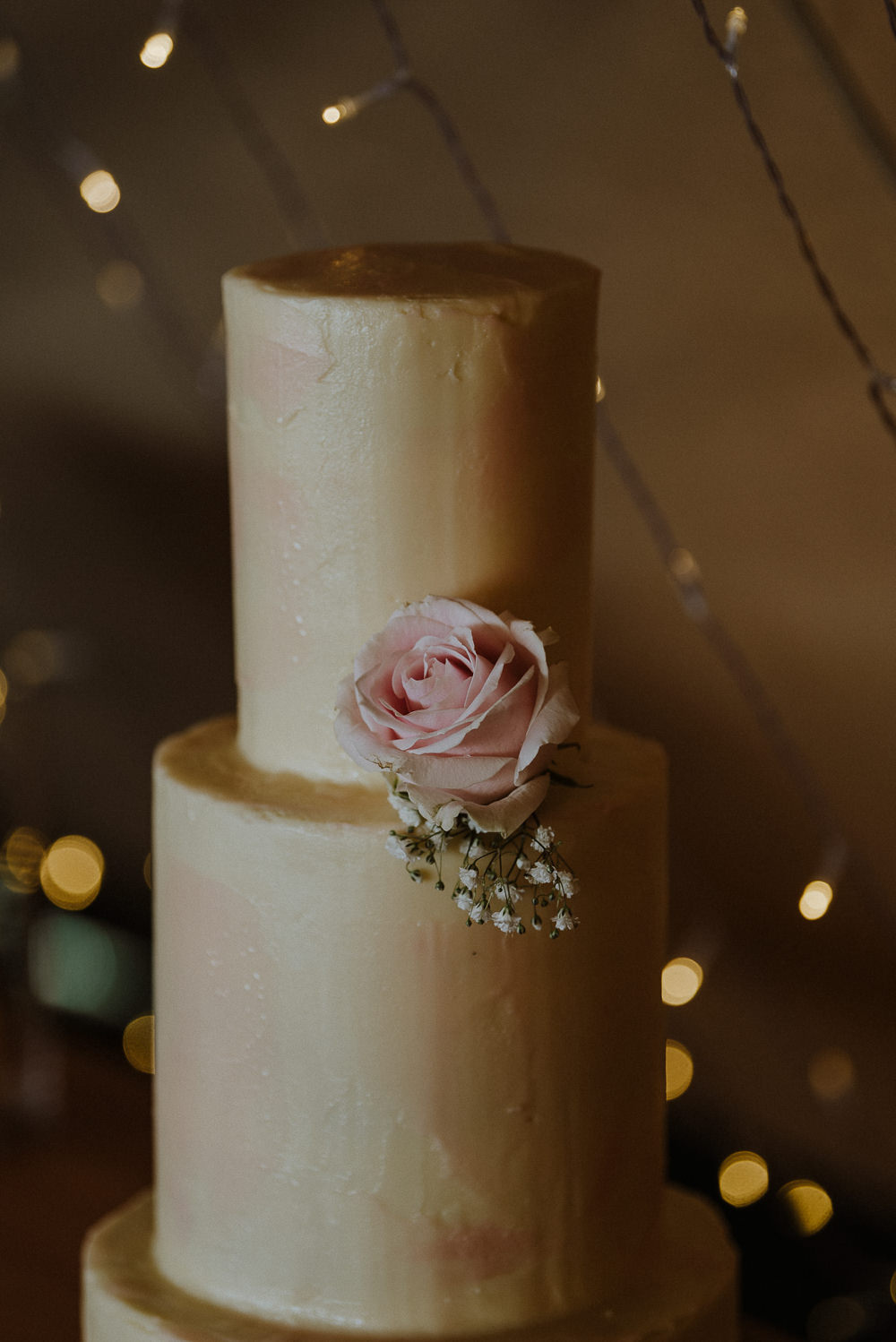 Gold Cake Tier Flowers Bre Pen Farm Wedding Nick Walker Photography