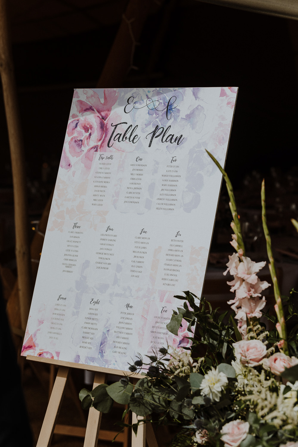 Floral Seating Plan Table Chart Easel Bre Pen Farm Wedding Nick Walker Photography