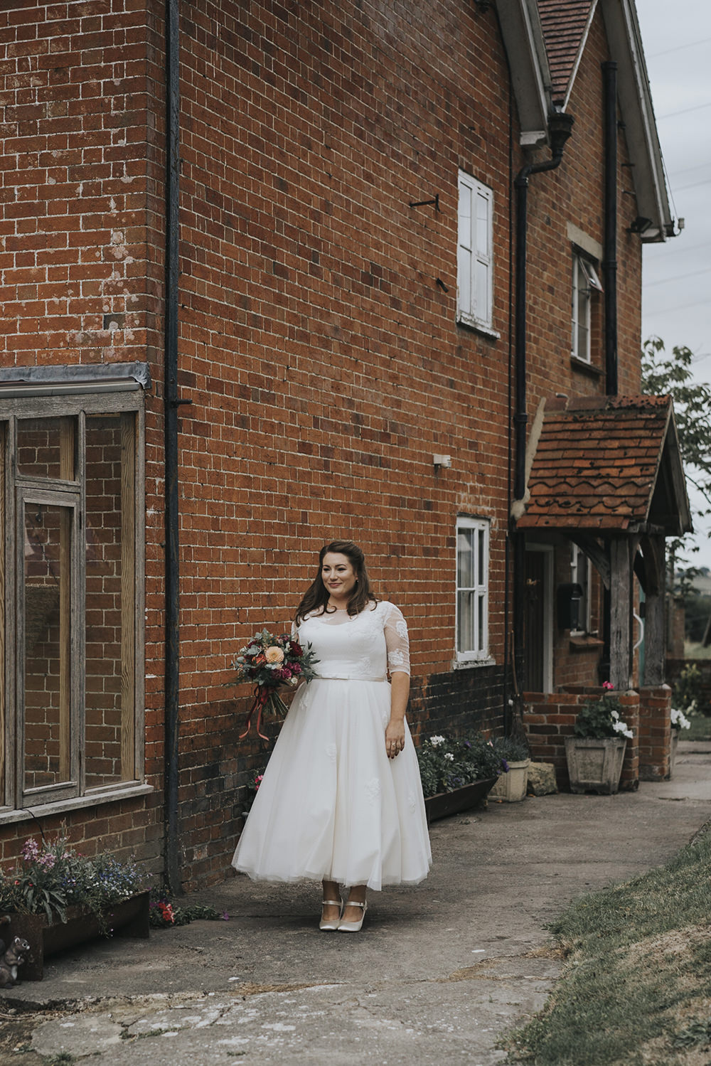 Bride Bridal Dress Gown Overlay Belt See Through Sleeves Lace Ballerina Length Celestial Cow Shed Wedding Tora Baker Photography