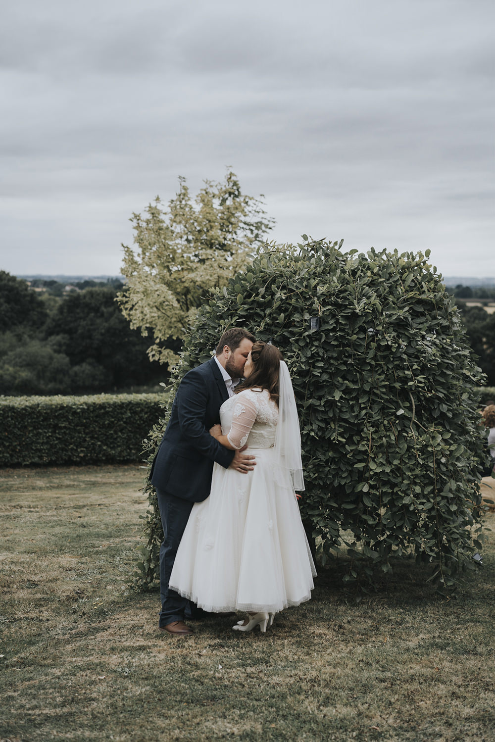 Bride Bridal Dress Gown Overlay Belt See Through Sleeves Open Shirt Groom Ballerina Length Veil Lace Celestial Cow Shed Wedding Tora Baker Photography