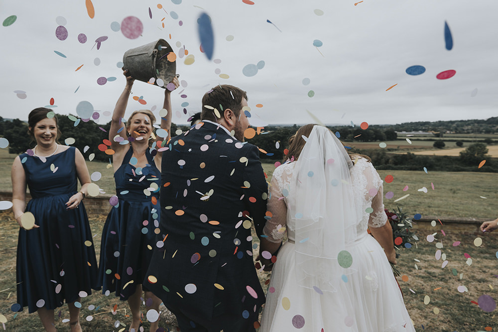 Bride Bridal Dress Gown Overlay Belt See Through Sleeves Open Shirt Groom Veil Confetti Celestial Cow Shed Wedding Tora Baker Photography