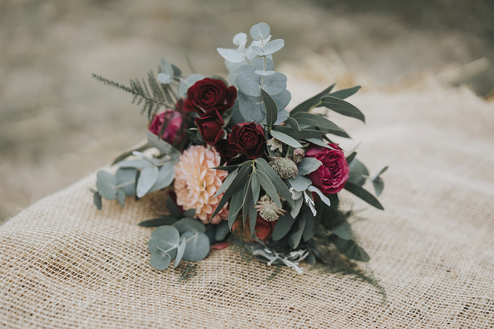 Bouquet Eucalyptus Rose Dahlia Celestial Cow Shed Wedding Tora Baker Photography