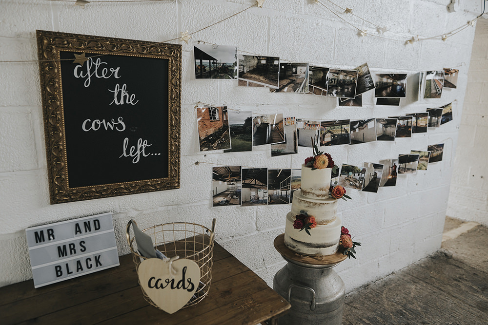 Semi Naked Cake Buttercream Milk Churn Light Box Wire Basket Cards Celestial Cow Shed Wedding Tora Baker Photography