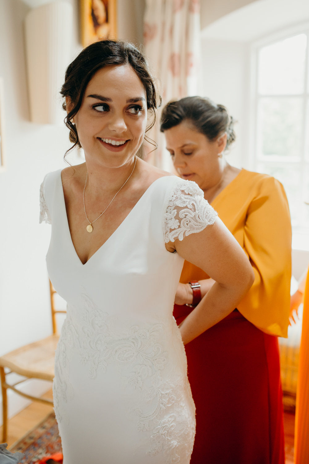 Bride Bridal Dress Gown St Patrick Lace Cap Sleeves Colourful Stretch Tent Wedding Peter Mackey Photography