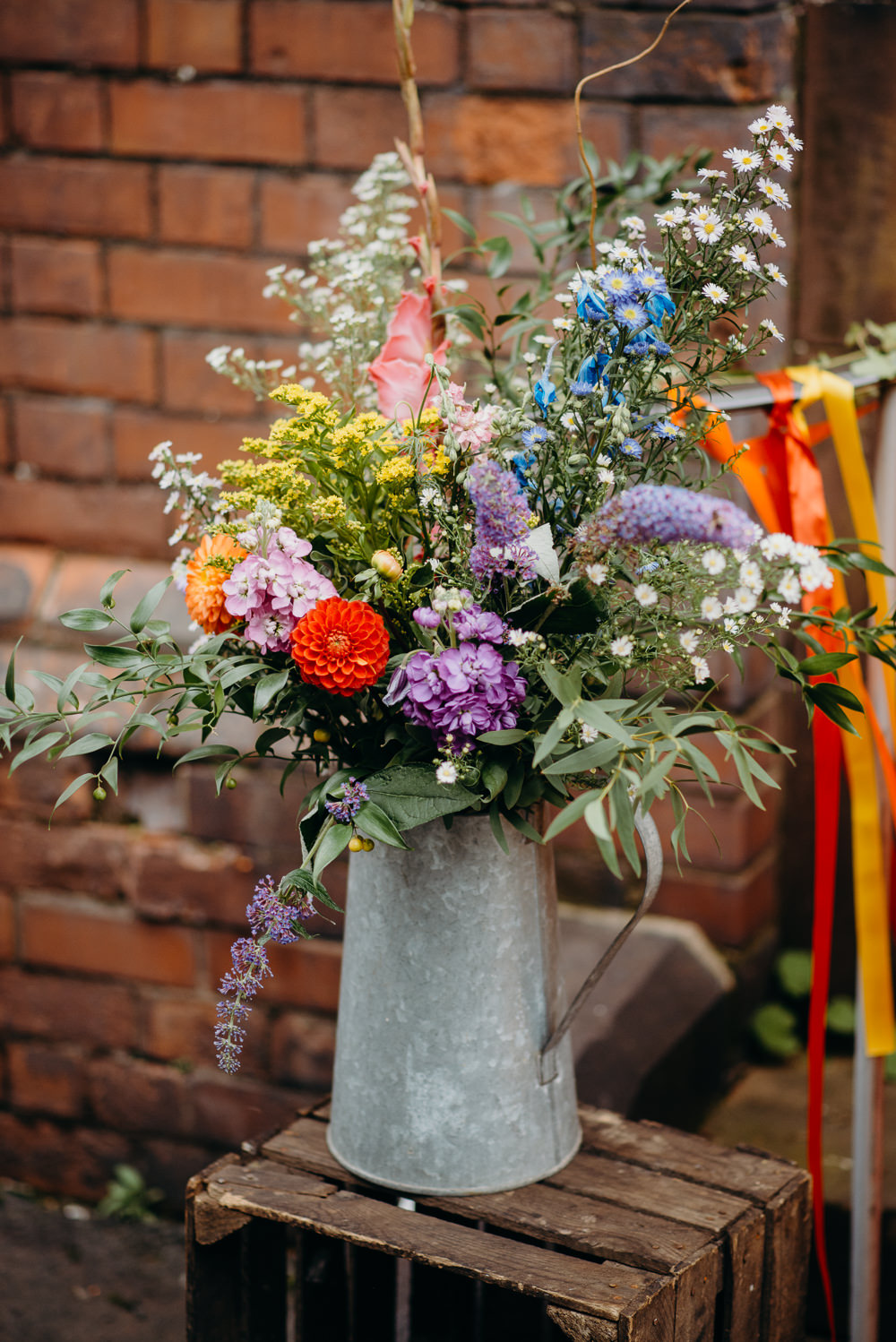 Wild Meadow Flowers Wildflowers Jug Colourful Stretch Tent Wedding Peter Mackey Photography