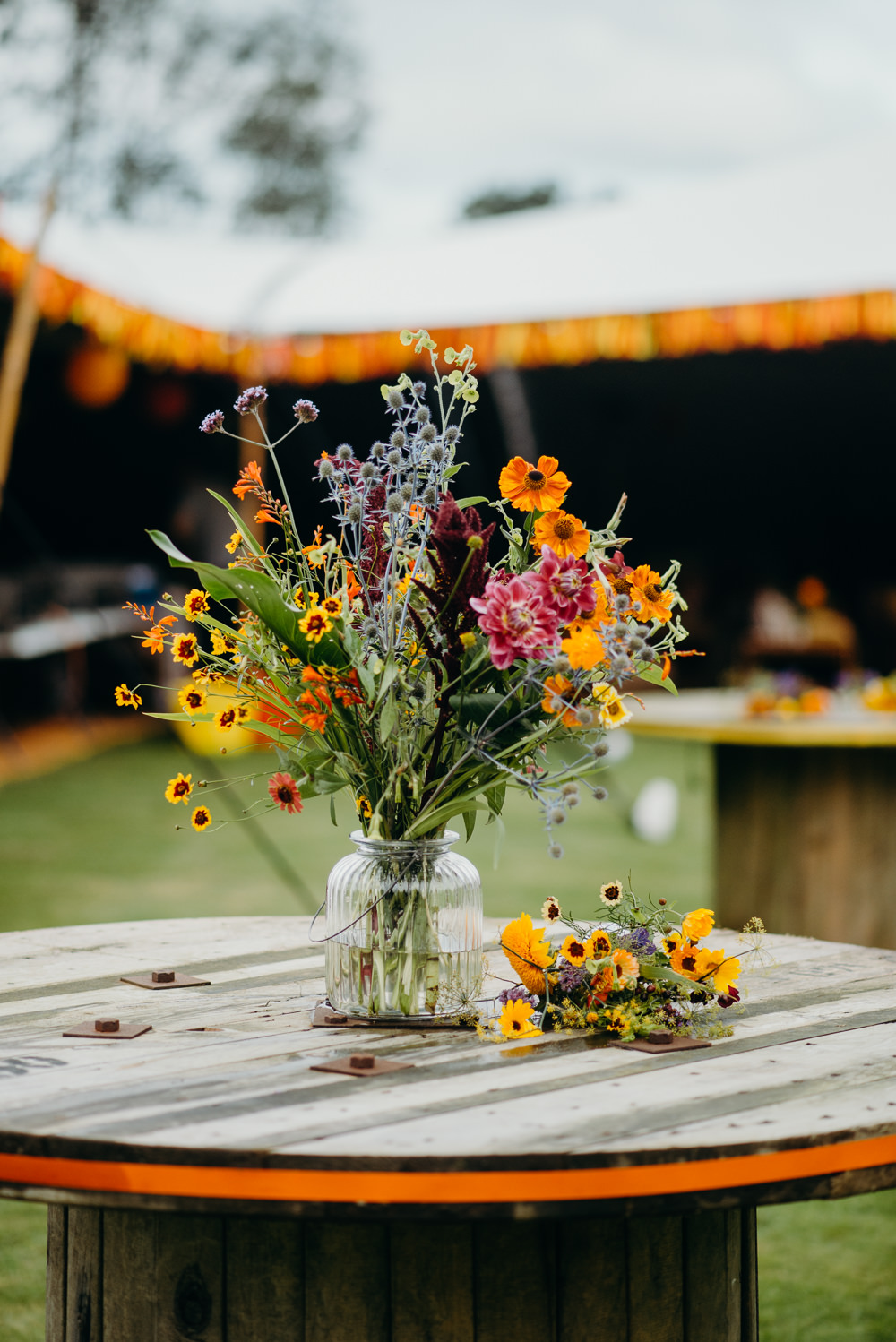 Wild Meadow Flowers Wildflowers Yellow Colourful Stretch Tent Wedding Peter Mackey Photography