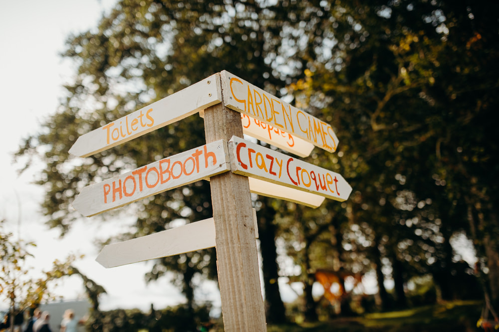Signpost Sign Signage Colourful Stretch Tent Wedding Peter Mackey Photography
