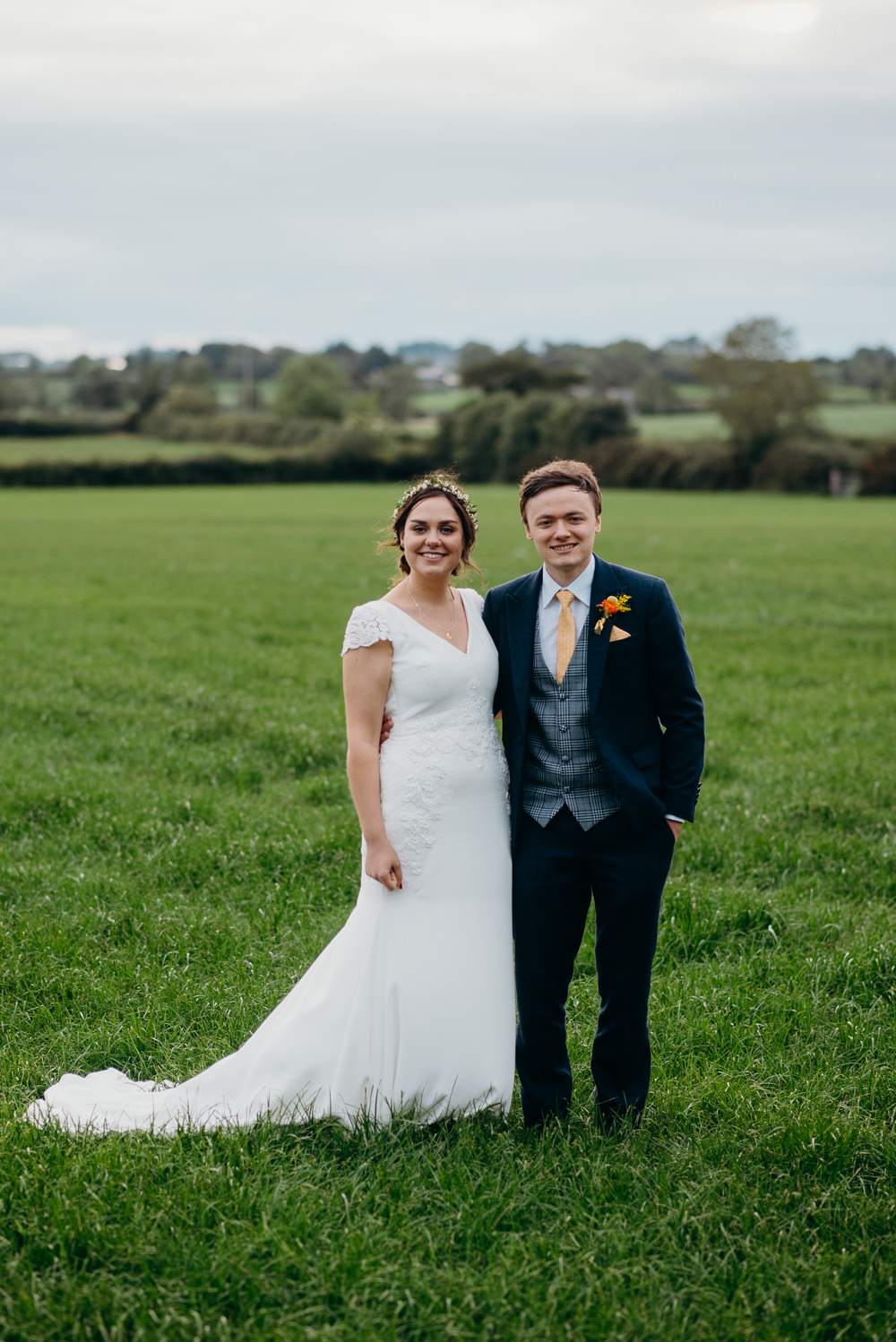 Bride Bridal Dress Gown St Patrick Lace Cap Sleeves Colourful Stretch Tent Wedding Peter Mackey Photography