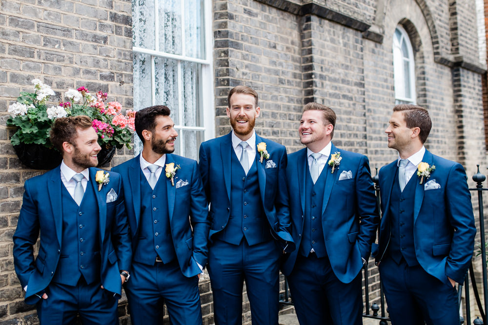 Groom Groomsmen Blue Three Piece Suit Creative Summer Wedding Gemma Giorgio Photography