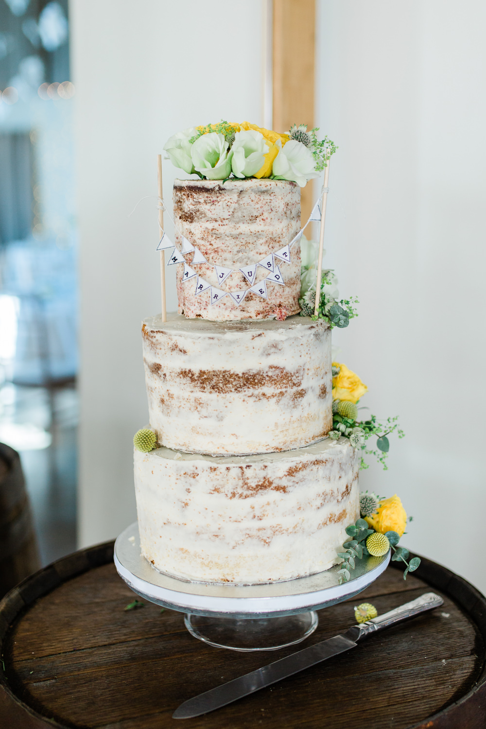 Semi Naked Buttercream Cake Bunting Flower Creative Summer Wedding Gemma Giorgio Photography