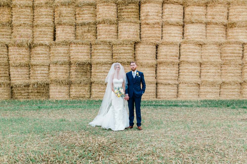 Bride Bridal Sweetheart Neckline Fit And Flare Fishtail Dress Gown Blue Suit Groom Veil Bouquet Creative Summer Wedding Gemma Giorgio Photography