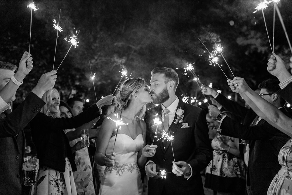 Bride Bridal Sweetheart Neckline Fit And Flare Fishtail Dress Gown Blue Suit Groom Sparkler Send Off Creative Summer Wedding Gemma Giorgio Photography