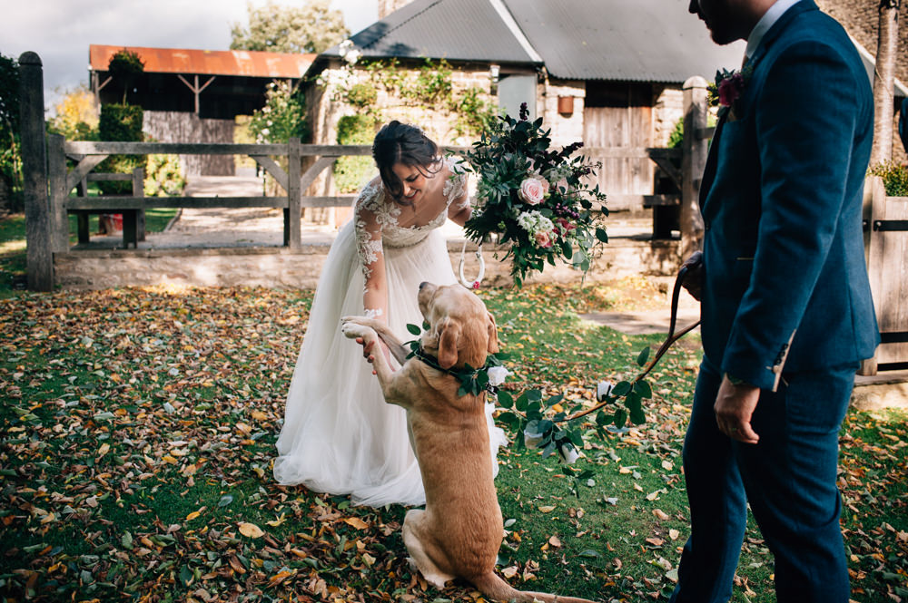 Pet Dog Greenery Collar Cripps Barn Wedding Isobel Murphy Photography