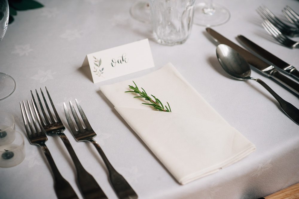 Rosemary Place Setting Name Card Cripps Barn Wedding Isobel Murphy Photography