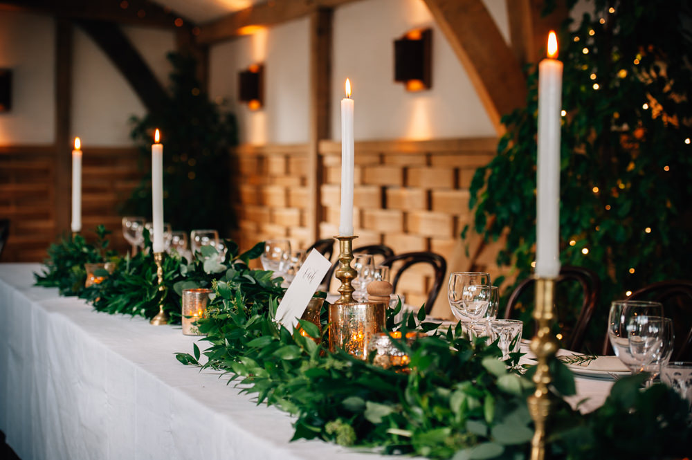 Candle Greenery Foliage Table Flowers Decor Cripps Barn Wedding Isobel Murphy Photography