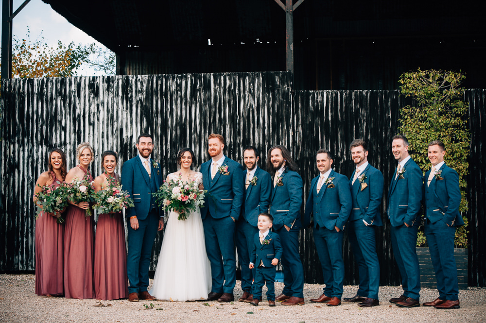Groom Groomsmen Suit Blue Tweed Cripps Barn Wedding Isobel Murphy Photography