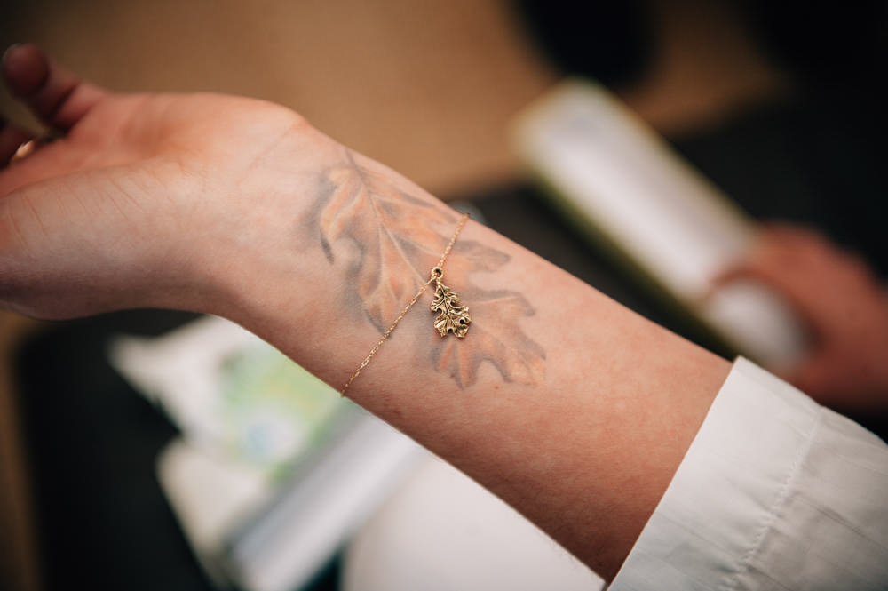 Leaf Tattoo Bracelet Bride Bridal Cripps Barn Wedding Isobel Murphy Photography