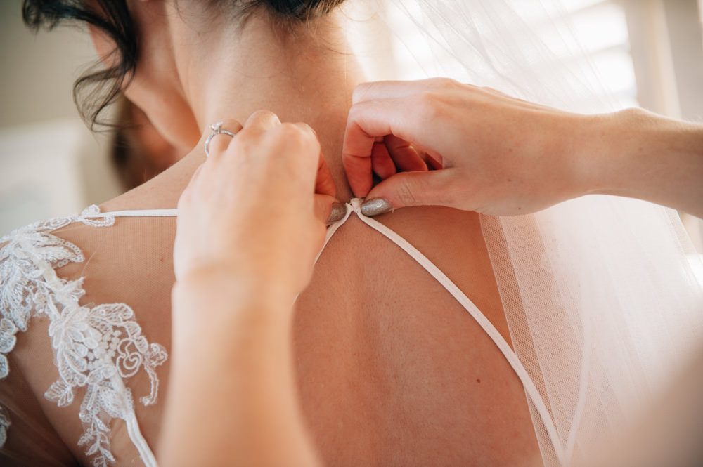 Dress Gown Bride Bridal Sheer Open Back Lace Sleeves Veil Cripps Barn Wedding Isobel Murphy Photography