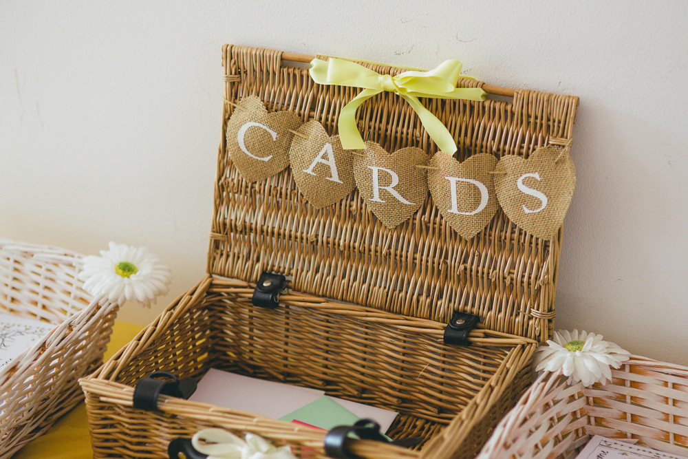 Card Hamper Basket Damerham Village Hall Wedding Lisa-Marie Halliday Photography