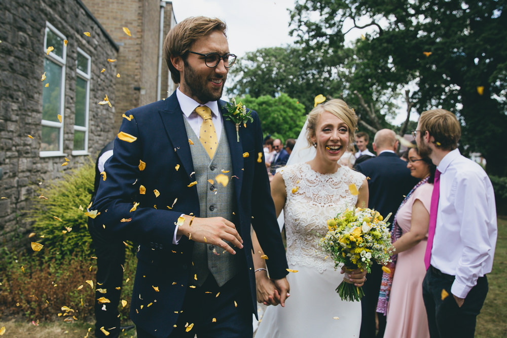 Confetti Throw Damerham Village Hall Wedding Lisa-Marie Halliday Photography