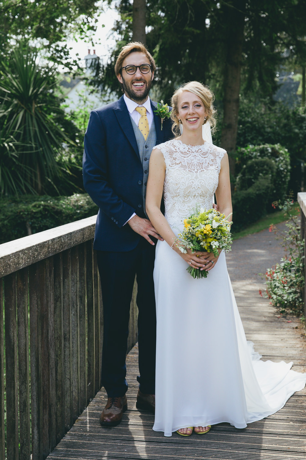 Dress Gown Bride Bridal Lace Top Back Damerham Village Hall Wedding Lisa-Marie Halliday Photography