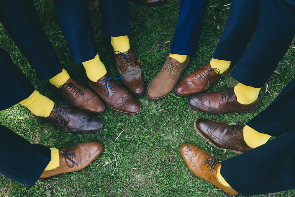 Yellow Socks Groom Groomsmen Damerham Village Hall Wedding Lisa-Marie Halliday Photography