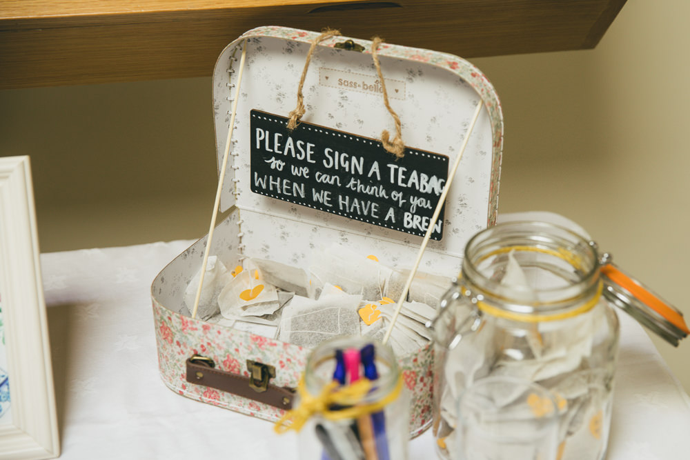 Tea Bag Guest Book Damerham Village Hall Wedding Lisa-Marie Halliday Photography