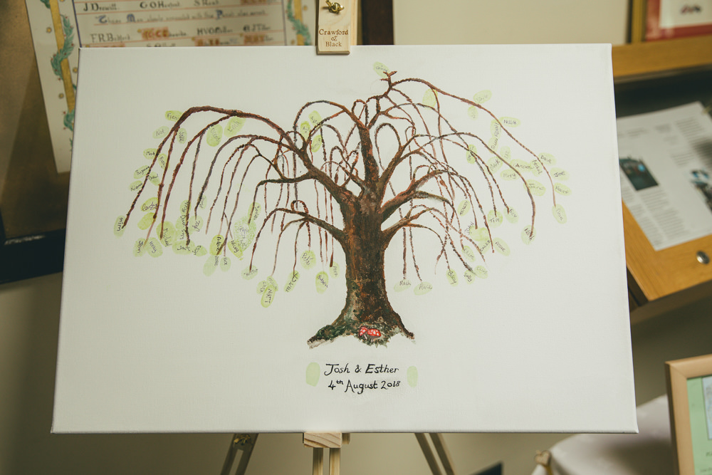 Finger Print Tree Guest Book Damerham Village Hall Wedding Lisa-Marie Halliday Photography