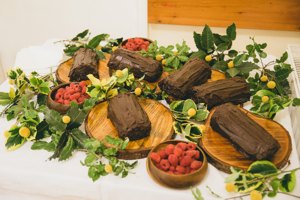 Chocolate Log Cake Damerham Village Hall Wedding Lisa-Marie Halliday Photography