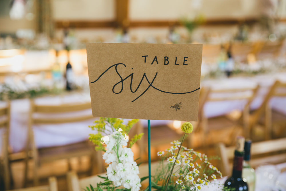 Calligraphy Table Number Damerham Village Hall Wedding Lisa-Marie Halliday Photography