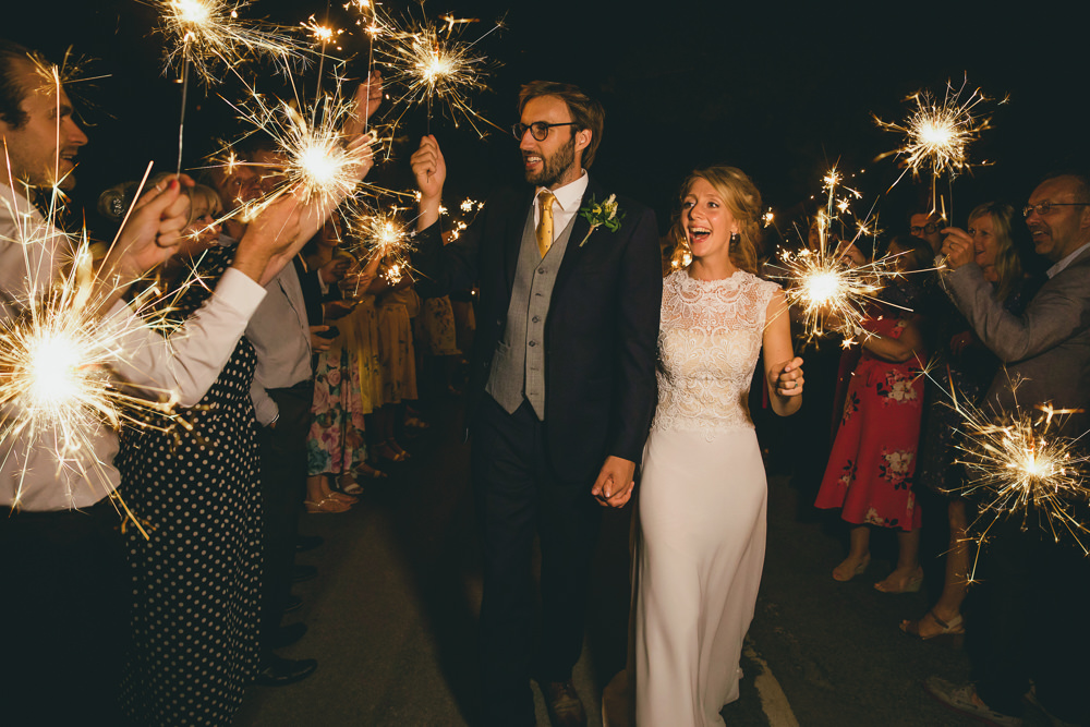 Sparklers Exit Send Off Damerham Village Hall Wedding Lisa-Marie Halliday Photography