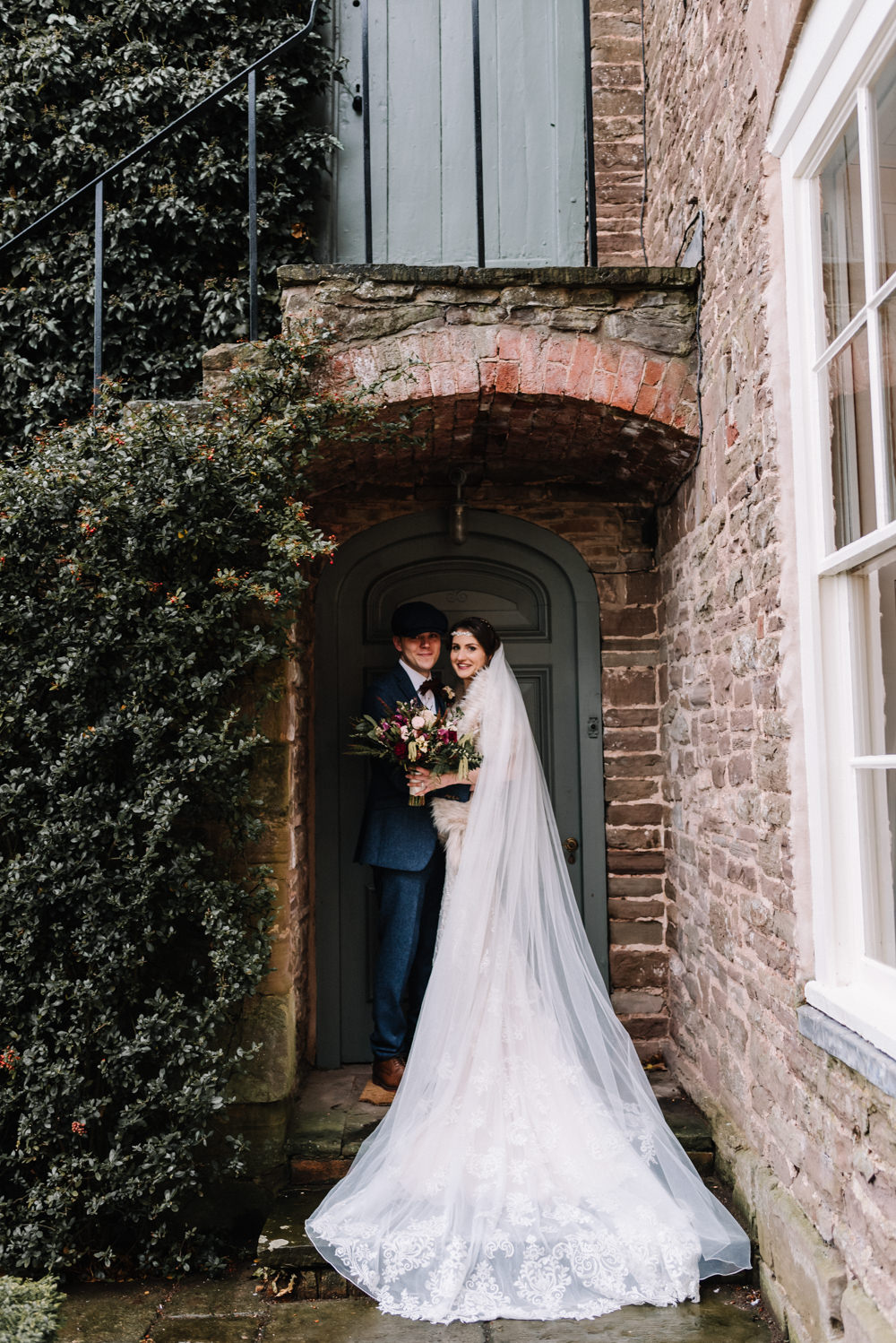 Dress Gown Bride Bridal Veil Train Essense of Australia Lace Dewsall Court Wedding Oobaloos Photography