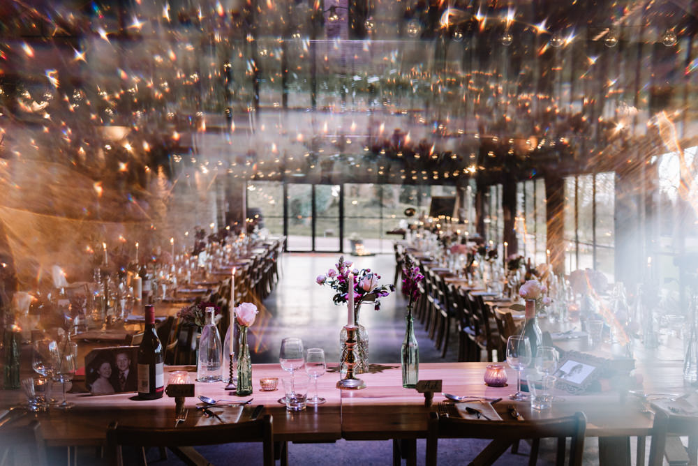 Barn Festoon Lights Greenery Foliage Decor Lights Lighting Dewsall Court Wedding Oobaloos Photography