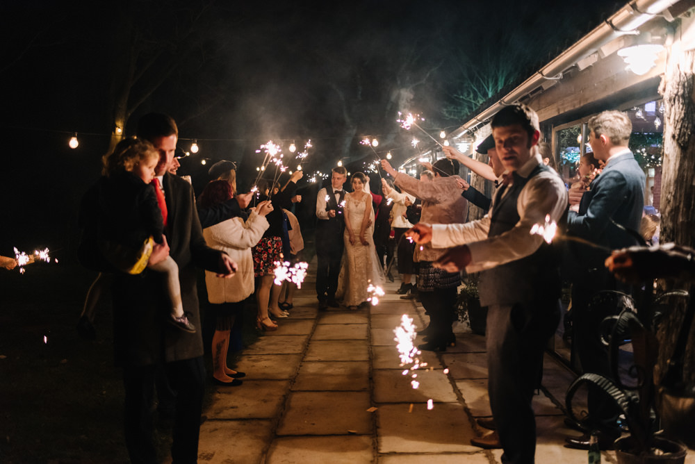 Sparklers Exit Send Off Dewsall Court Wedding Oobaloos Photography