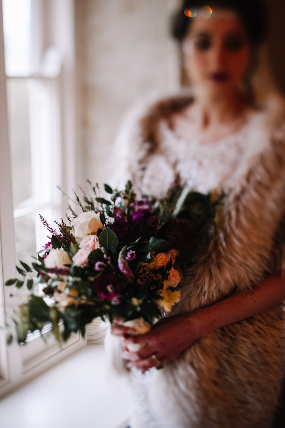Bouquet Flowers Bride Bridal Burgundy Greenery Foliage Blush Rose Dewsall Court Wedding Oobaloos Photography
