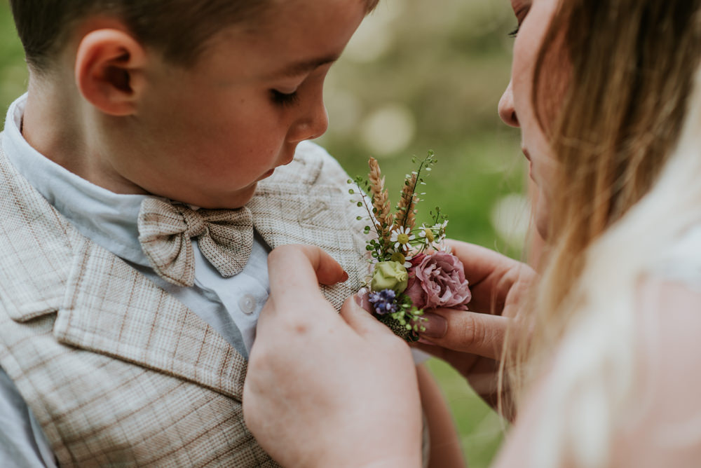 Page Boy Checked Bow Tie Waistcoat Wildflower Buttonhole Edwardian Inspired Wedding Daniel Ackerley Photography