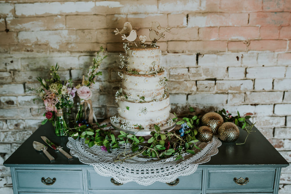 Buttercream Cake Wildflower Bird Wooden Cake Topper Edwardian Inspired Wedding Daniel Ackerley Photography
