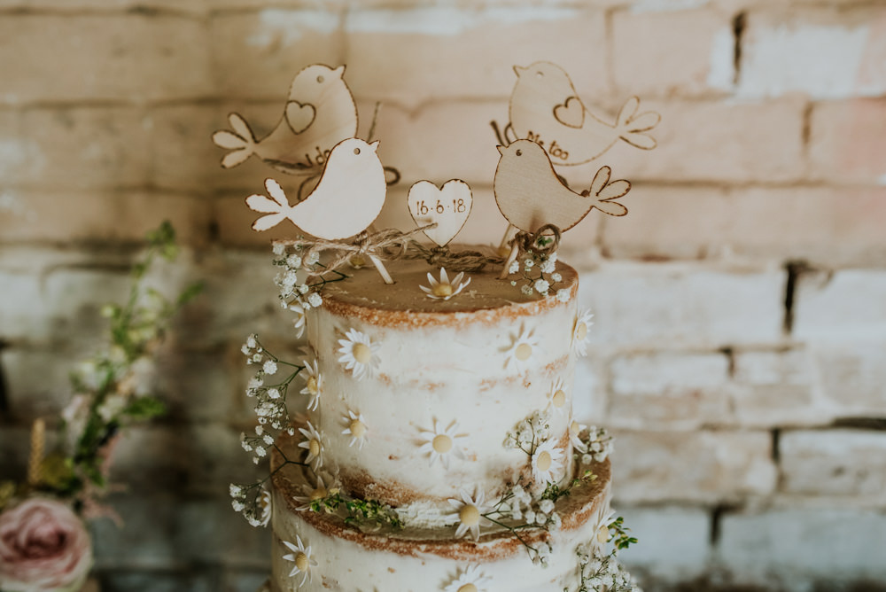 Buttercream Cake Daisy Wooden Bird Cake Topper Edwardian Inspired Wedding Daniel Ackerley Photography
