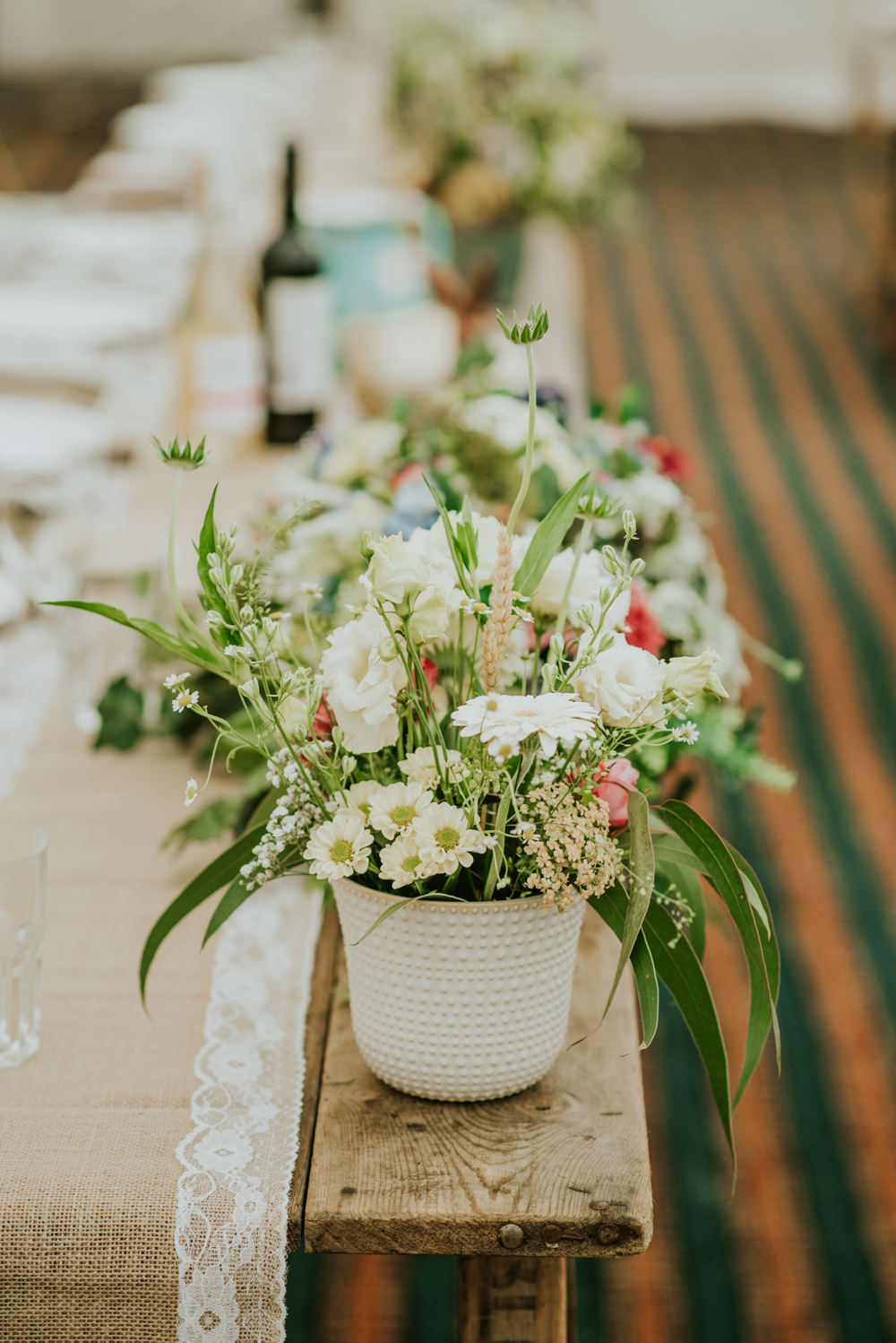 Table Centre Wildflower Meadow Flowers Pot Edwardian Inspired Wedding Daniel Ackerley Photography