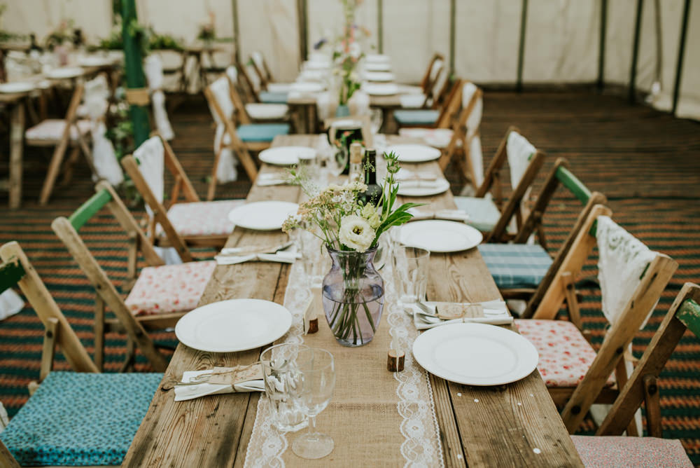 Marquee Table Hessian Lace Table Runner Wildflower Edwardian Inspired Wedding Daniel Ackerley Photography