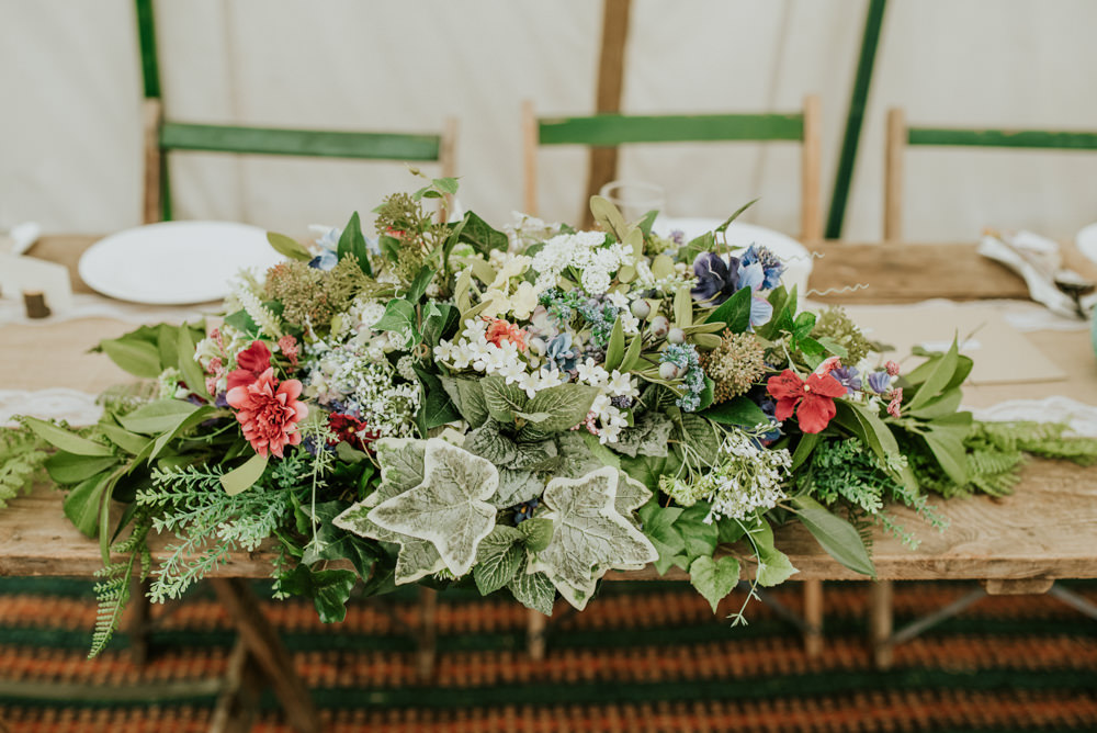 Top Table Floral Garland Ivy Meadow Wildflowers Edwardian Inspired Wedding Daniel Ackerley Photography