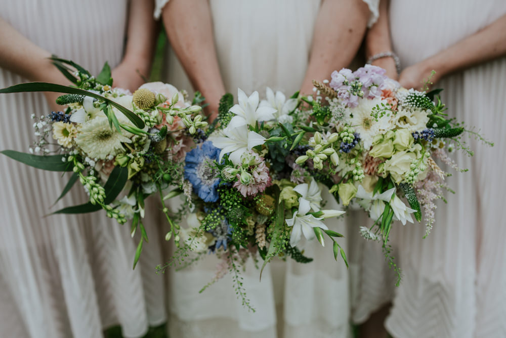 Bride Bridesmaids Bridal Meadow Wildflower Bouquets Edwardian Inspired Wedding Daniel Ackerley Photography