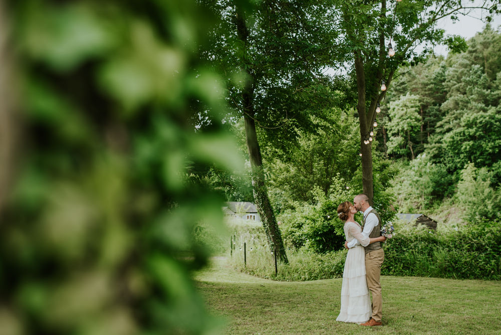 Bride Bridal Vintage Dress V Neck Sleeves Layered Waistcoat Tweed Groom Chinos Edwardian Inspired Wedding Daniel Ackerley Photography
