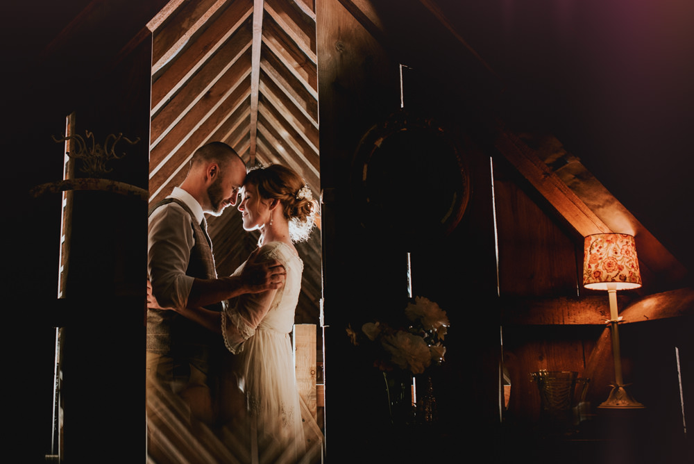 Bride Bridal Vintage Dress V Neck Sleeves Layered Waistcoat Tweed Groom Chinos Edwardian Inspired Wedding Daniel Ackerley Photography