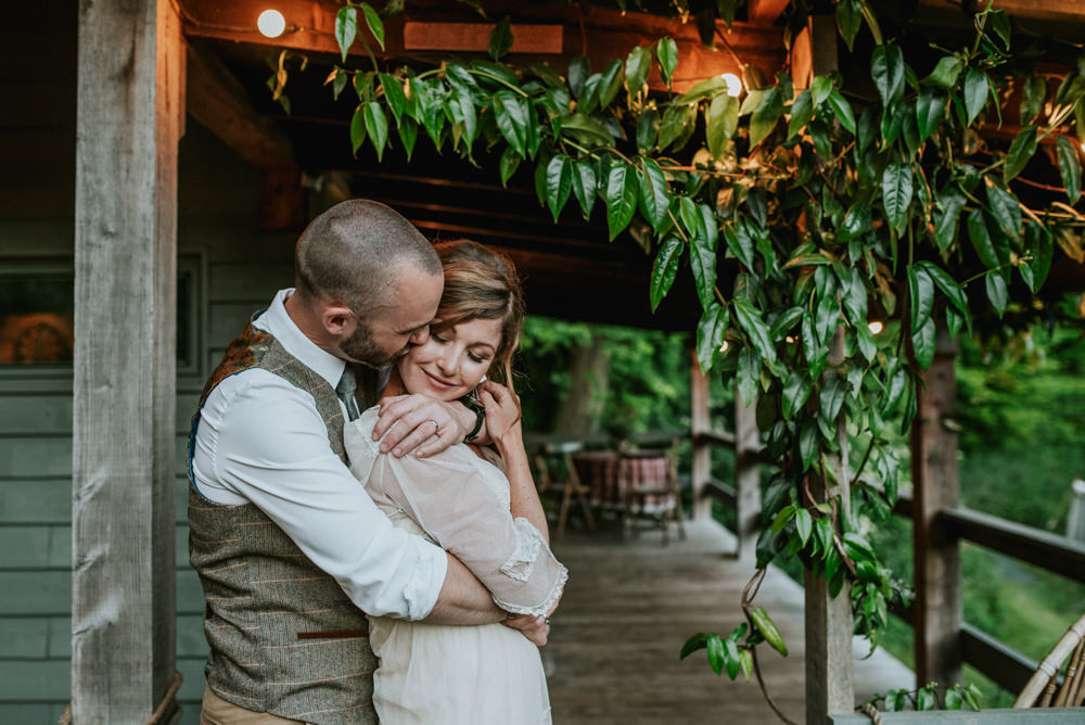 Bride Bridal Vintage Dress V Neck Sleeves Layered Waistcoat Tweed Groom Chinos Edwardian Inspired Wedding Daniel Ackerley Photography