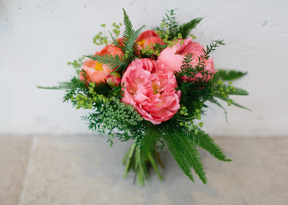 Peony Fern Flower Bouquet Garden Ceremony Wedding Melissa Beattie Photography
