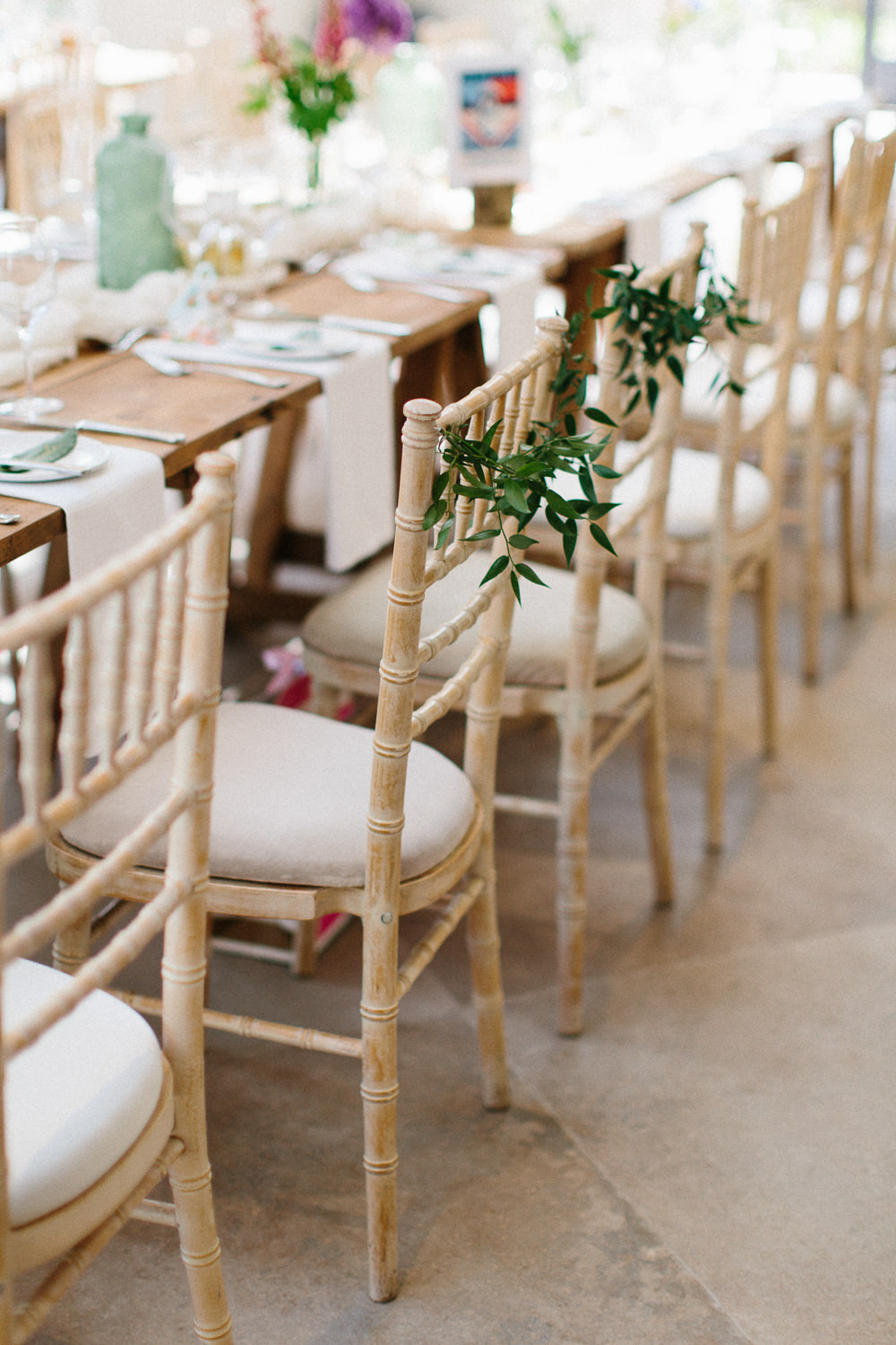 Greenery Foliage Chair Back Garden Ceremony Wedding Melissa Beattie Photography