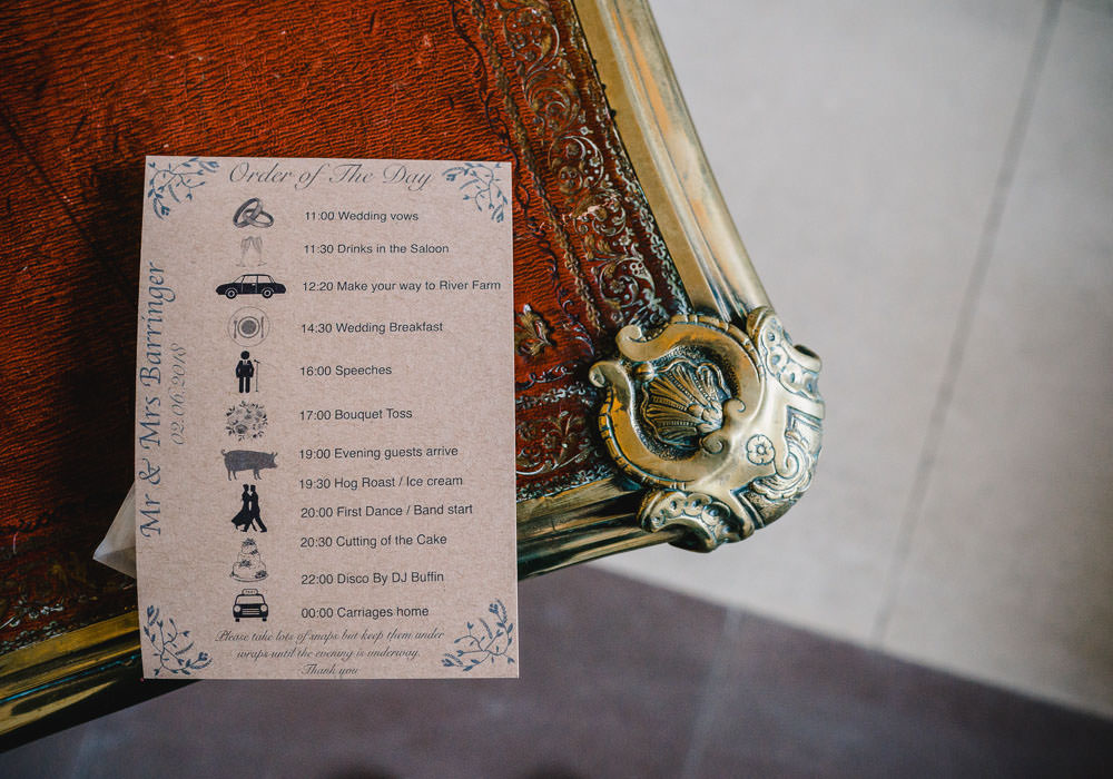 Order of the Day Stationery Holkham Hall Wedding Luis Holden Photography