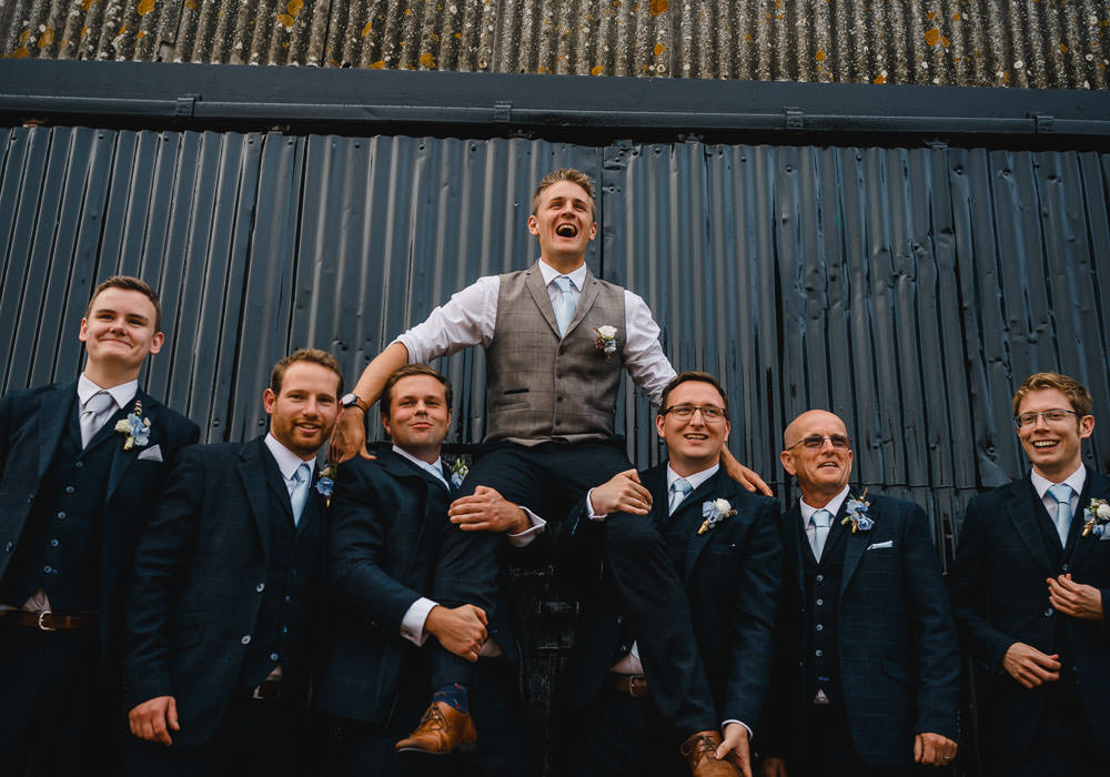 Groom Suit Navy Tweed Waistcoat Groomsmen Holkham Hall Wedding Luis Holden Photography